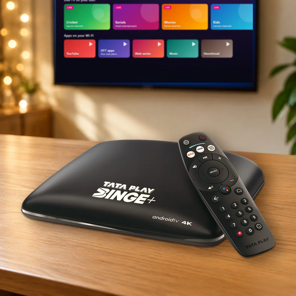 Tata Play Tata Play® Binge+ 4K Box - 12 Months Subscription - Tata Sky 4k Android Box Cash Back Offer